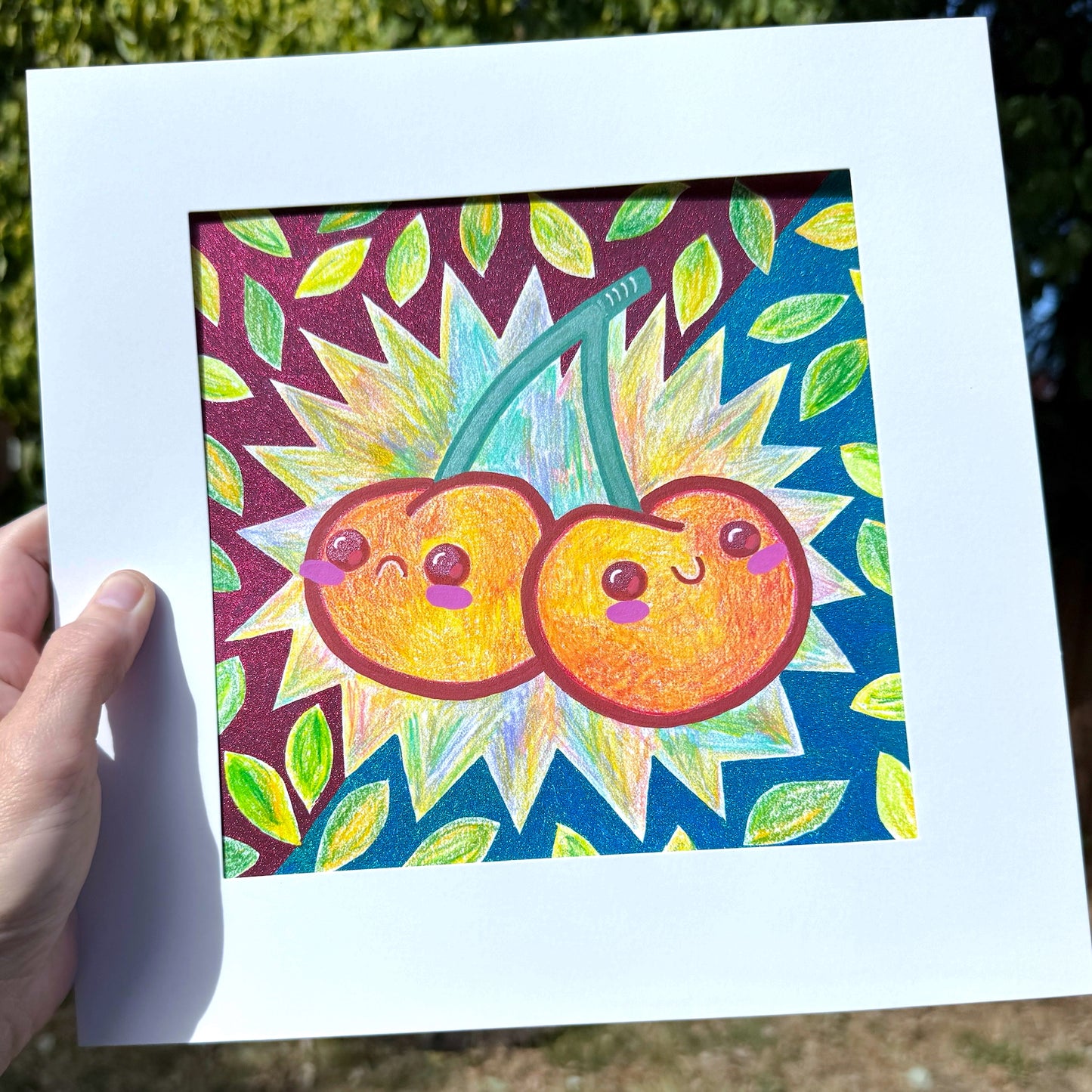 "Tragedy and Comedy Cherries" Mixed Media Original Artwork
