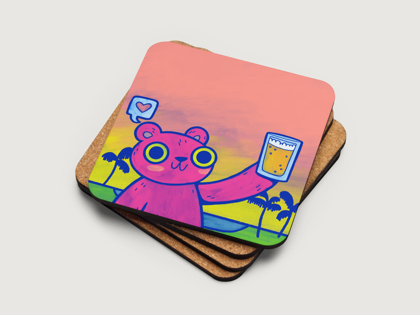 Tropical Beer Bear Coaster