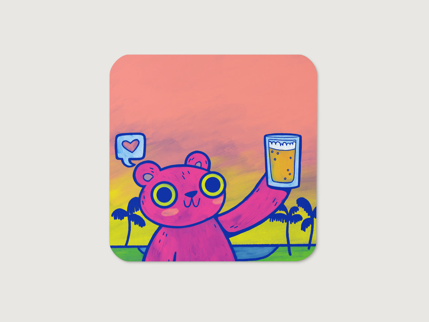 Tropical Beer Bear Coaster