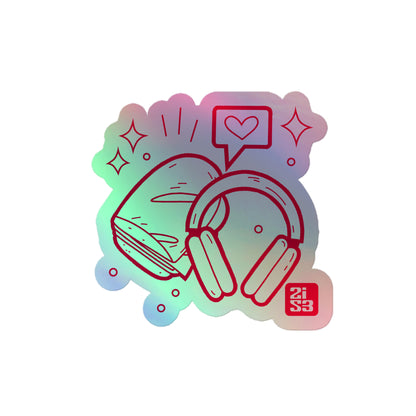 Hoagie + Headphones Holographic Stickers