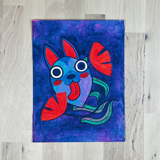 "Shepard + Poppies" Original Painting