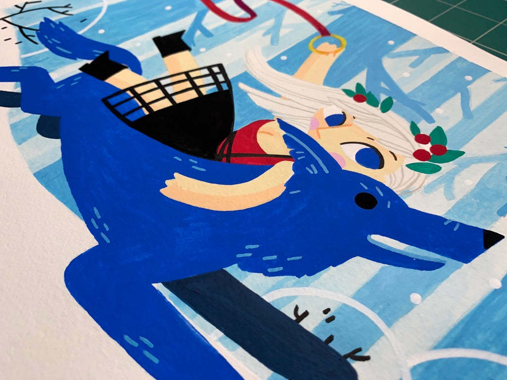"Wolf Rider" Original Artwork | Gouache Painting