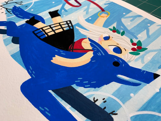 "Wolf Rider" Original Artwork | Gouache Painting