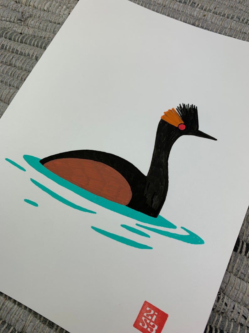 Original artwork of a bird I saw in the Salton Sea.