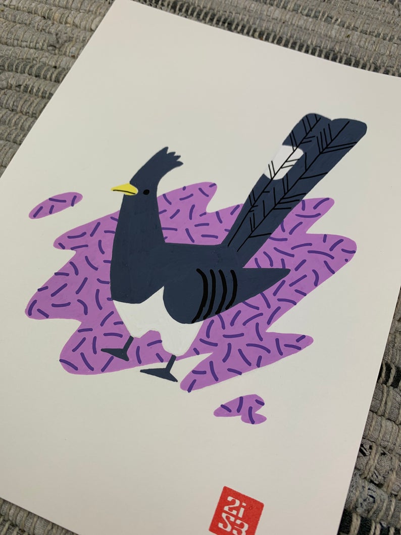 Original artwork of an African bird with a funny name.