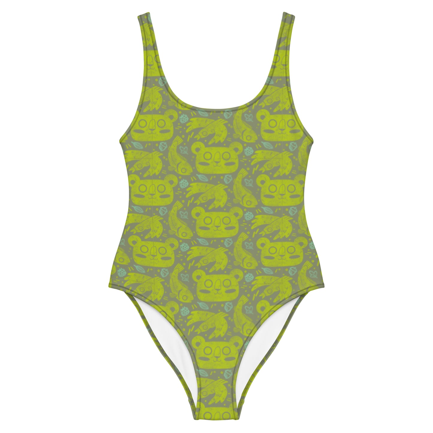 PNW Bear Pattern One-Piece Swimsuit