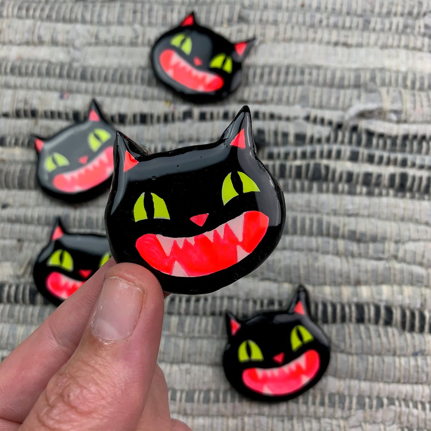 "Black Cat" Handmade Polymer Clay Pin/Magnet