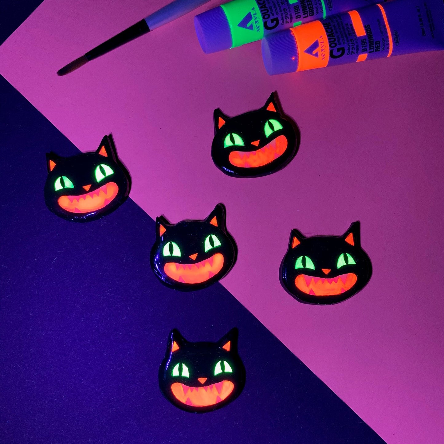 "Black Cat" Handmade Polymer Clay Pin/Magnet