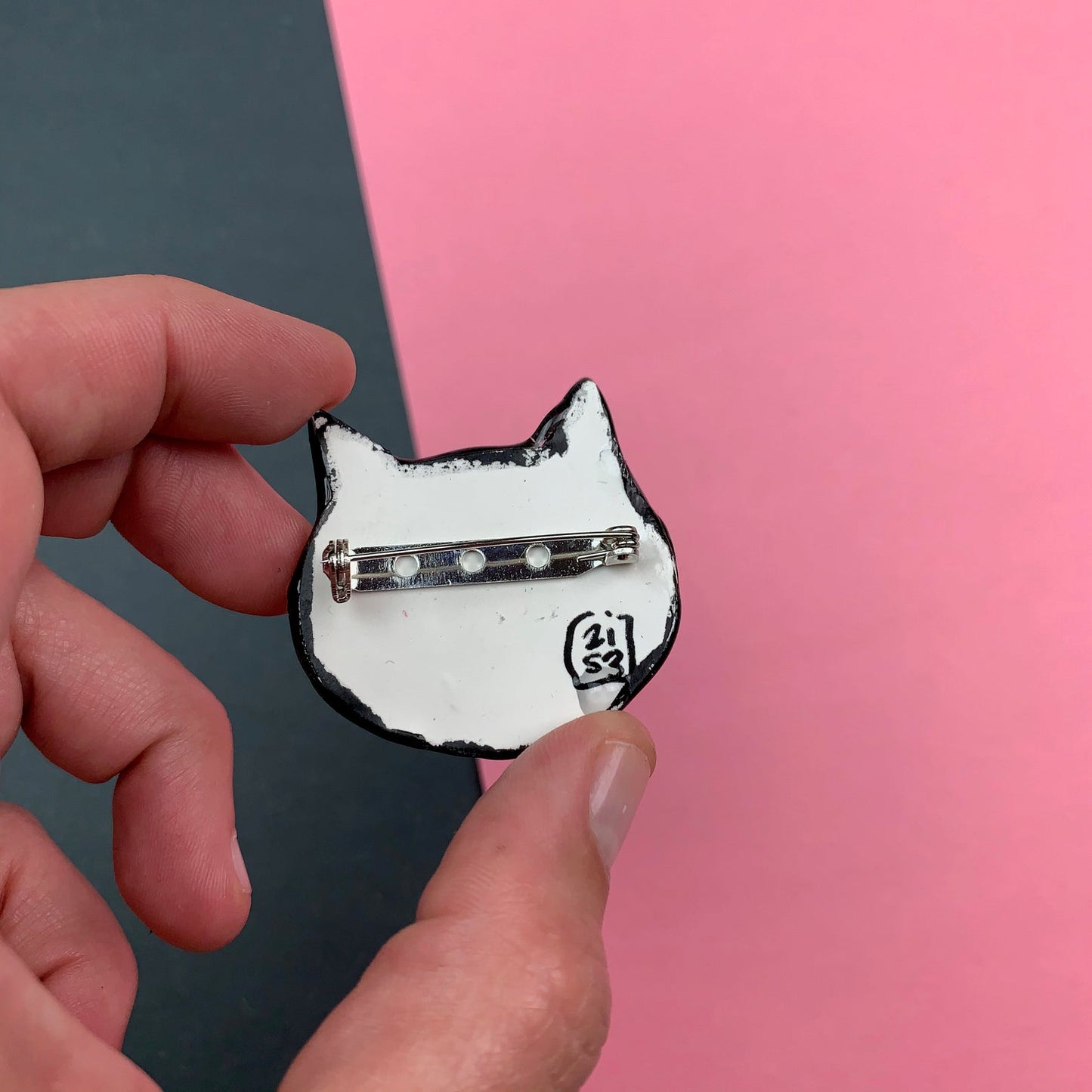 "Black Cat" Handmade Polymer Clay Pin/Magnet