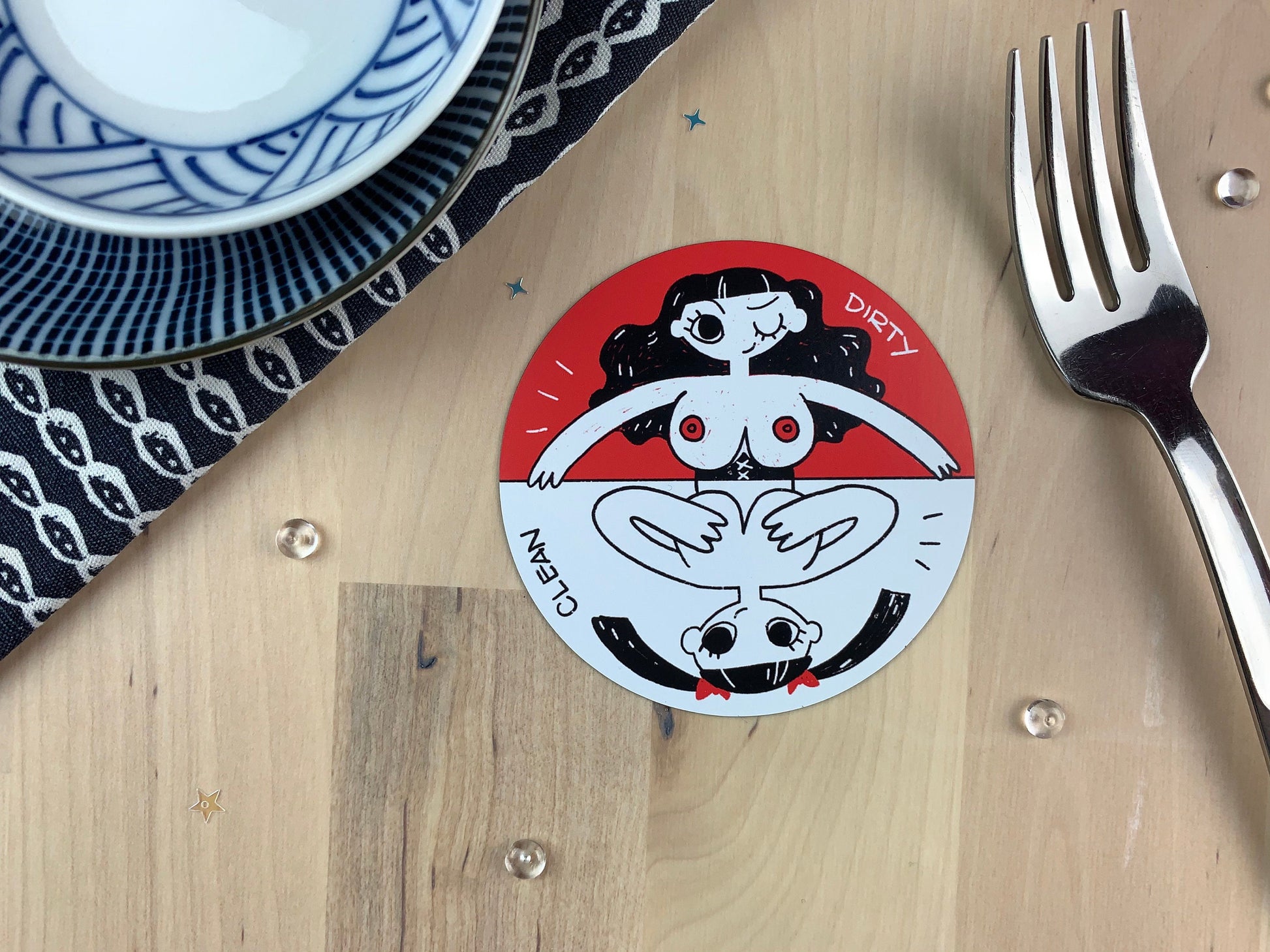 Magnet with fork for scale.