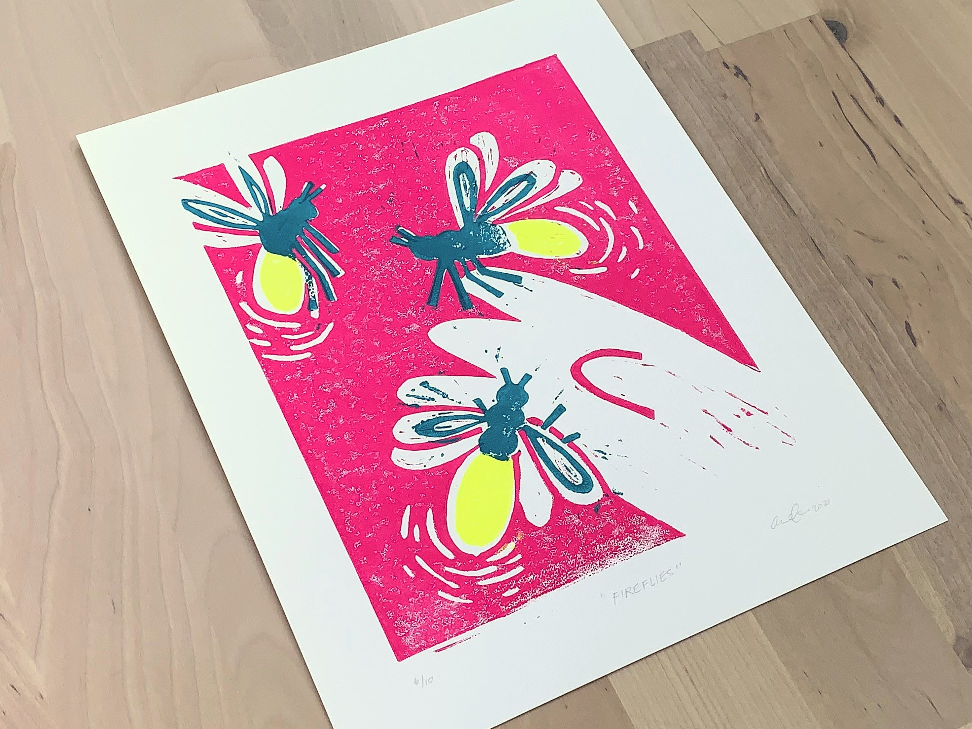 A different angle of one of the limited edition prints.