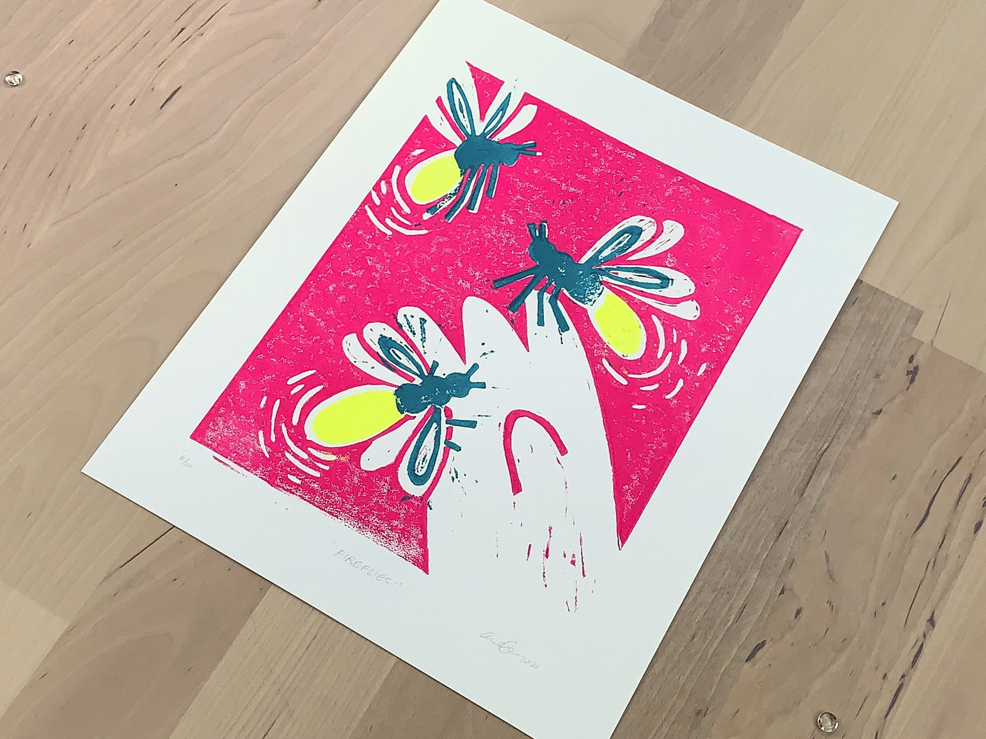 A different angle of one of the limited edition prints.