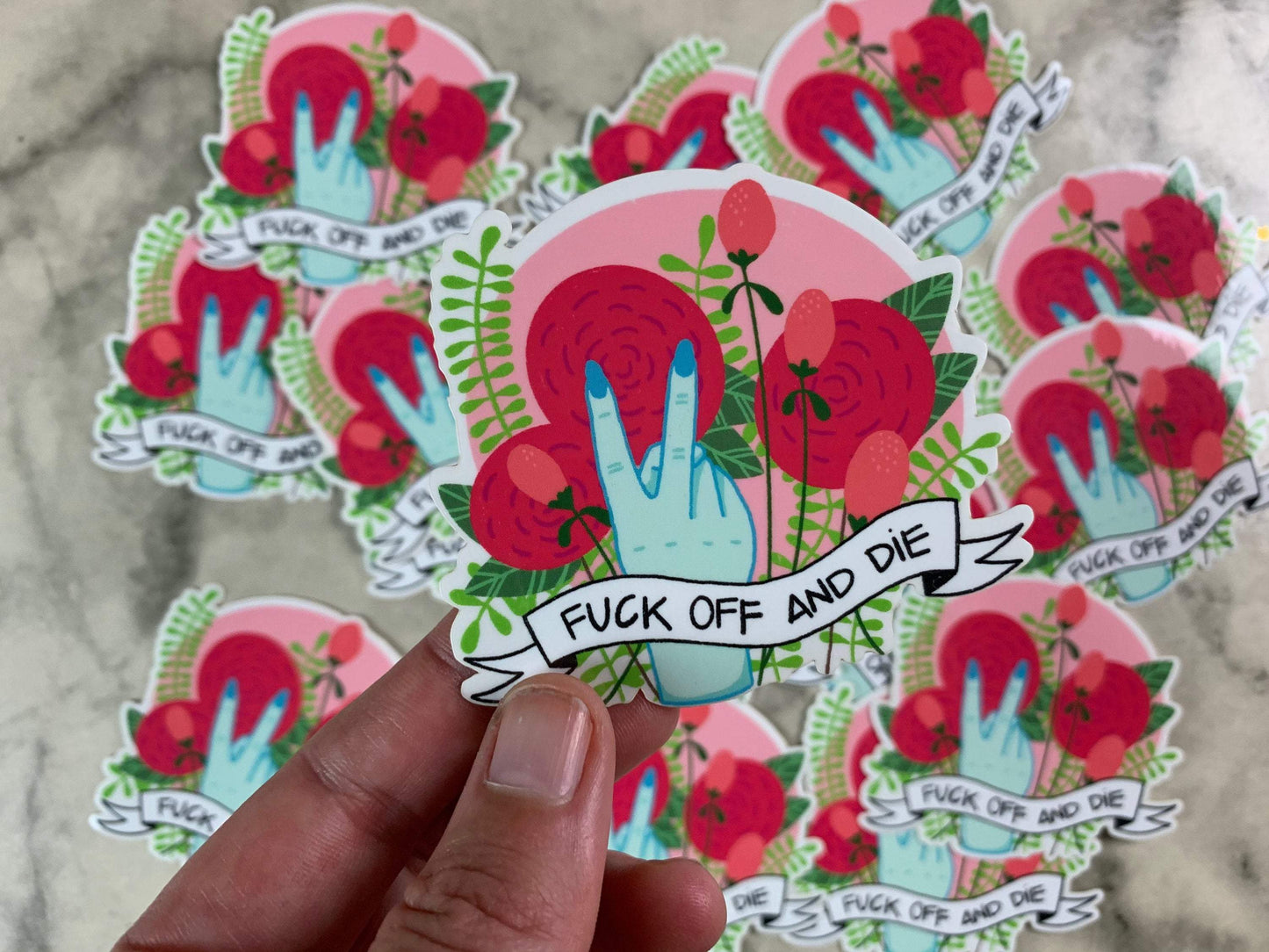 Anger Bouquet Series: “Fuck Off and Die” Sticker