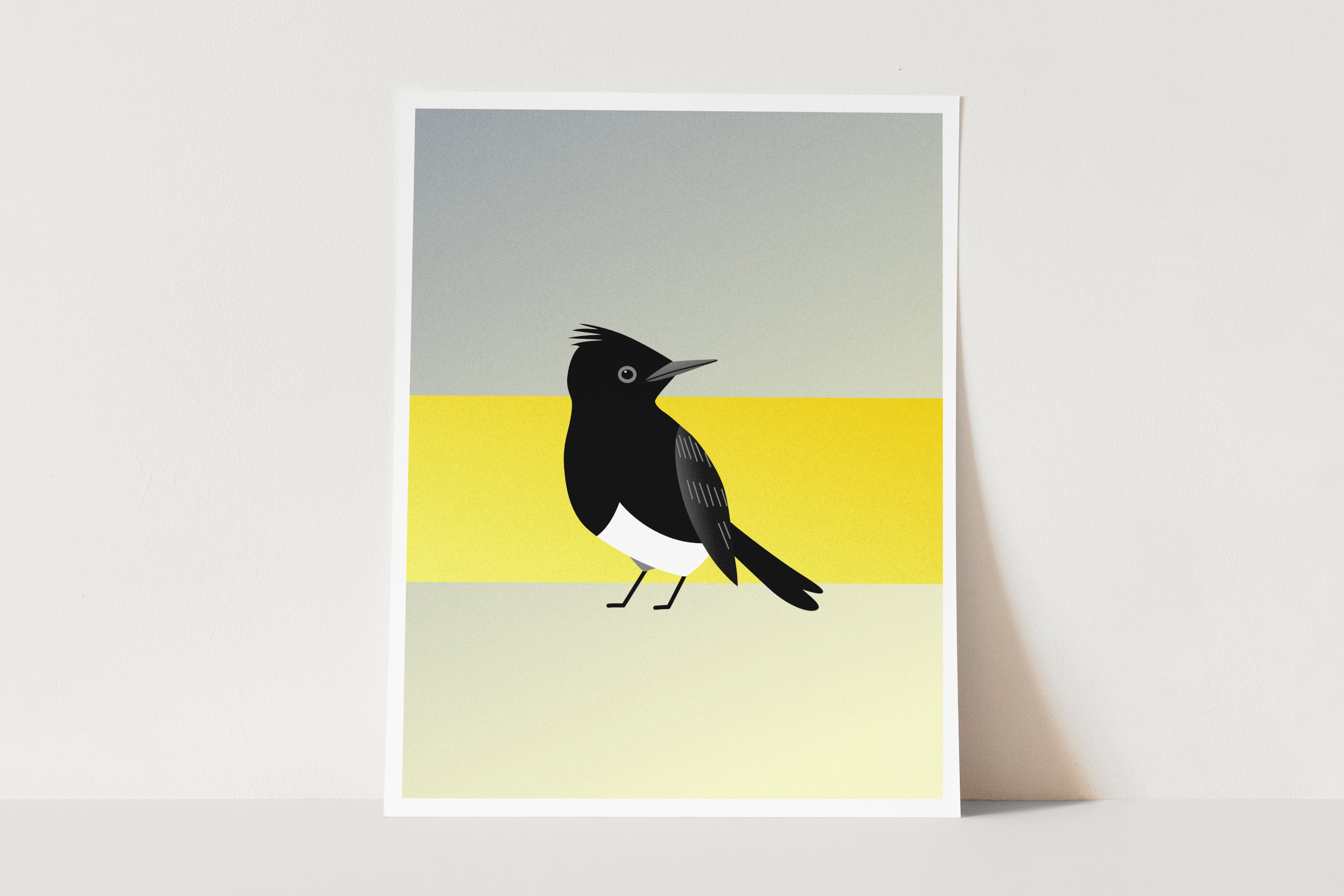 BLACK AND WHITE BLUE JAY Art Print