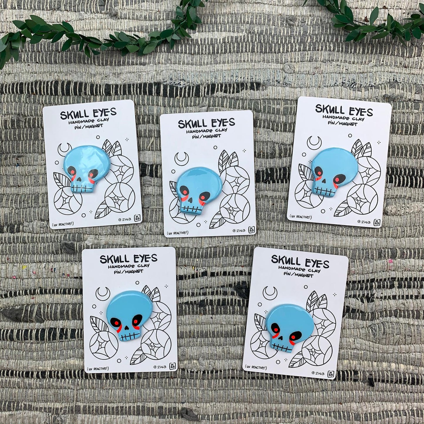 "Skull Eyes" Handmade Polymer Clay Pin/Magnet