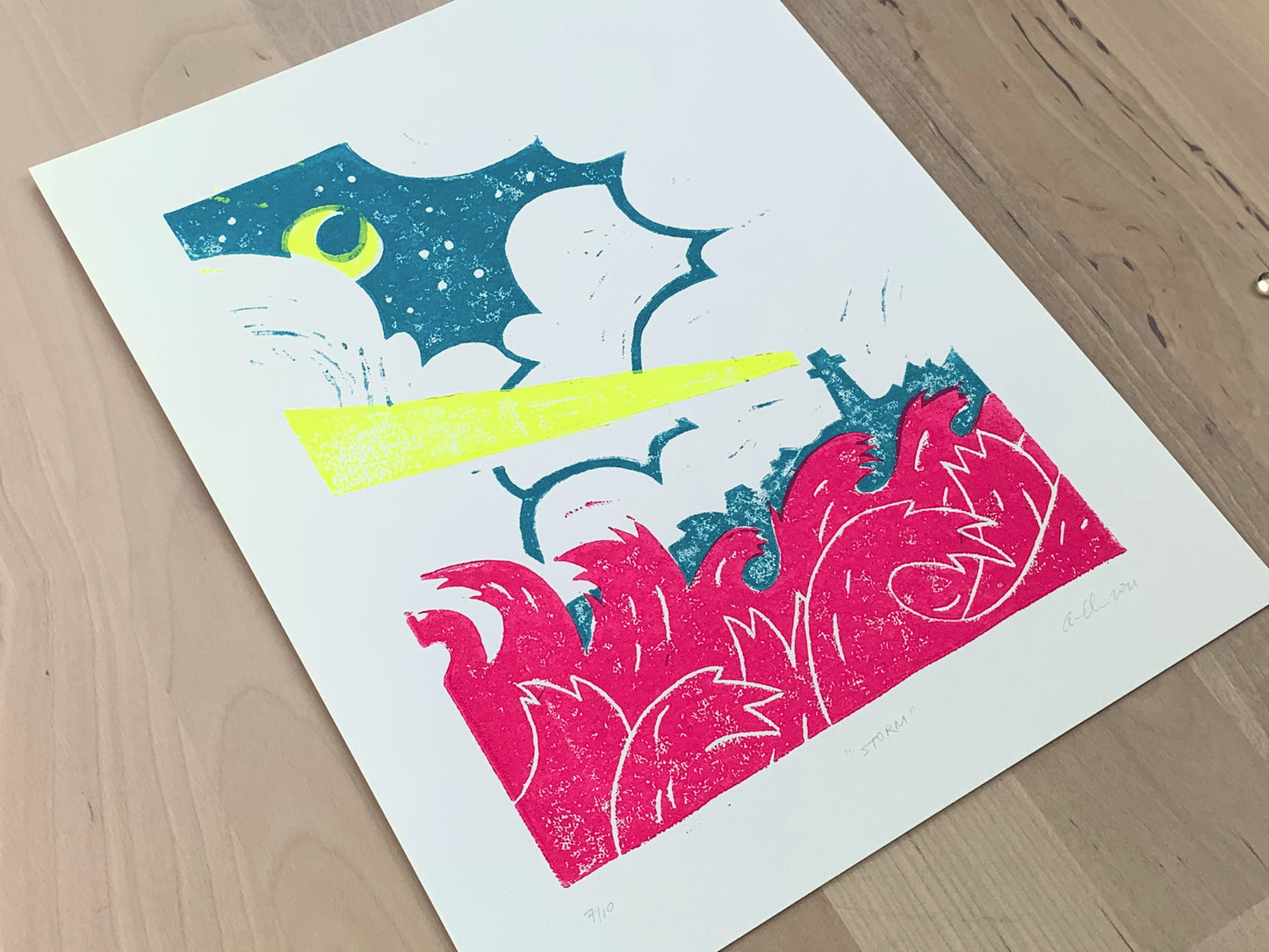 A different angle of one of the limited edition prints.