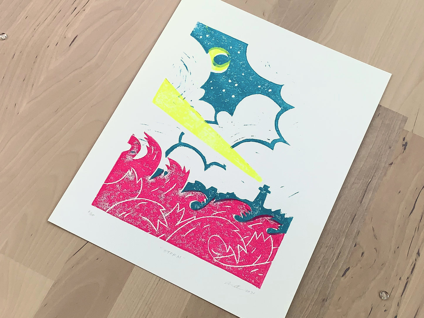 A different angle of one of the limited edition prints.