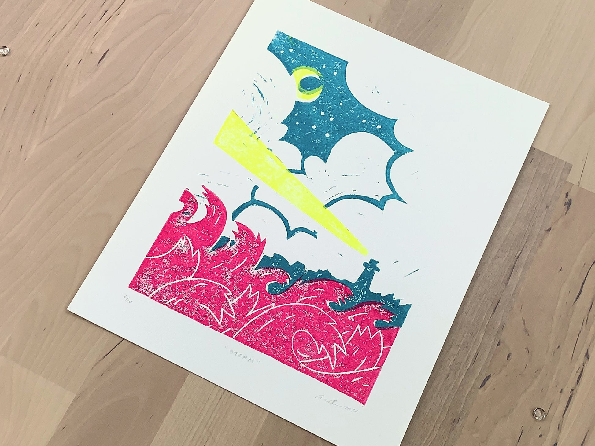 A different angle of one of the limited edition prints.