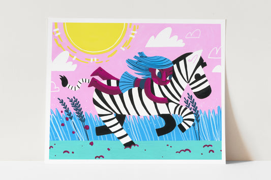 "Zebra Rider" Original Art Print