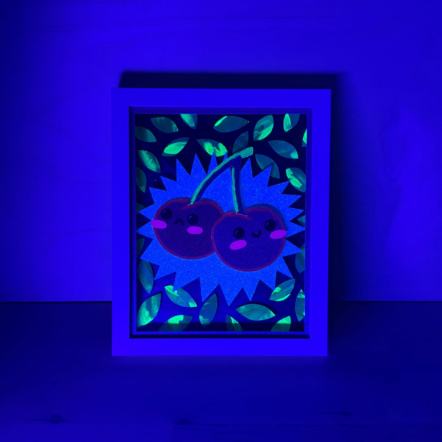 "Tragedy and Comedy Cherries" Framed 3D Layered Paper Cut Art