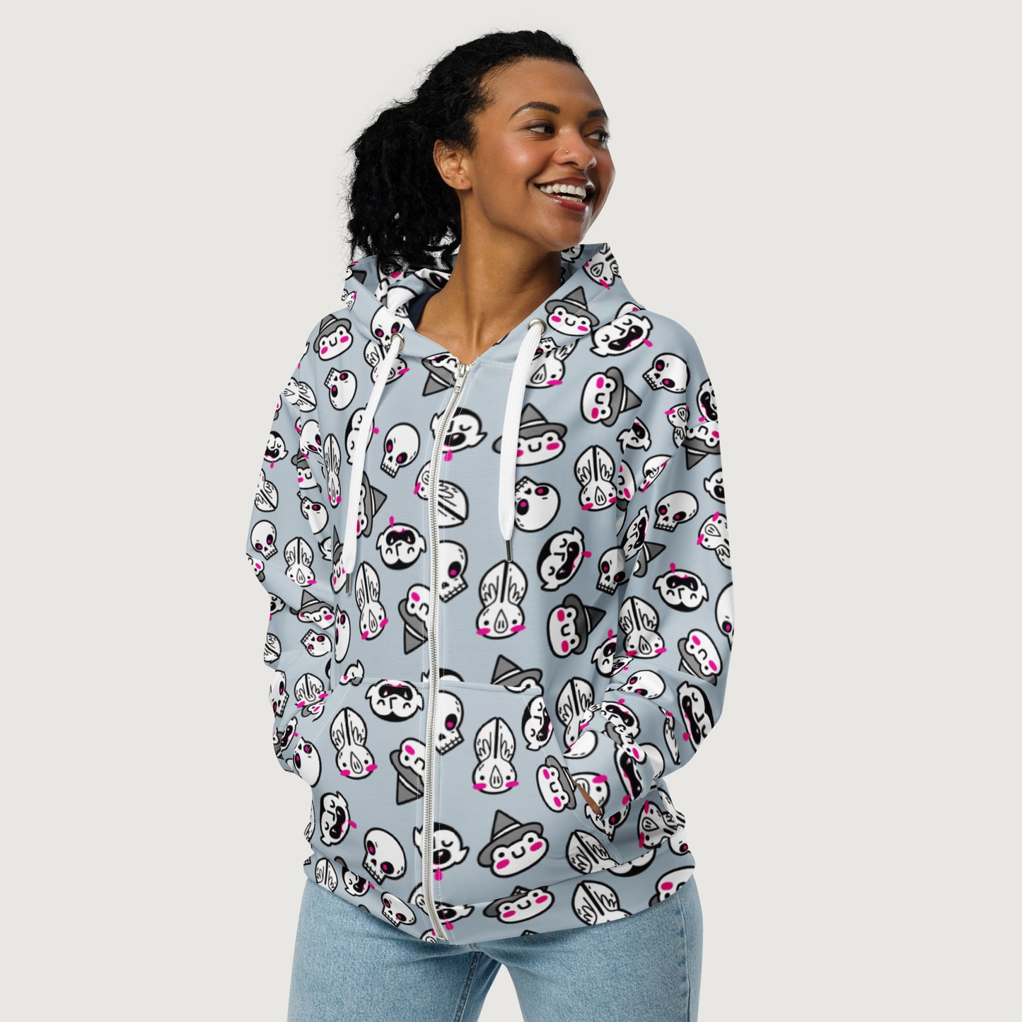 Halloween Friends (Bone Grey) Hoodie - Unisex Zip