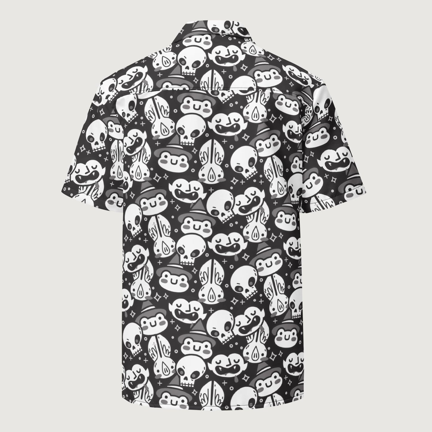 Midnight Halloween Friends (Black & White) Unisex Button Shirt