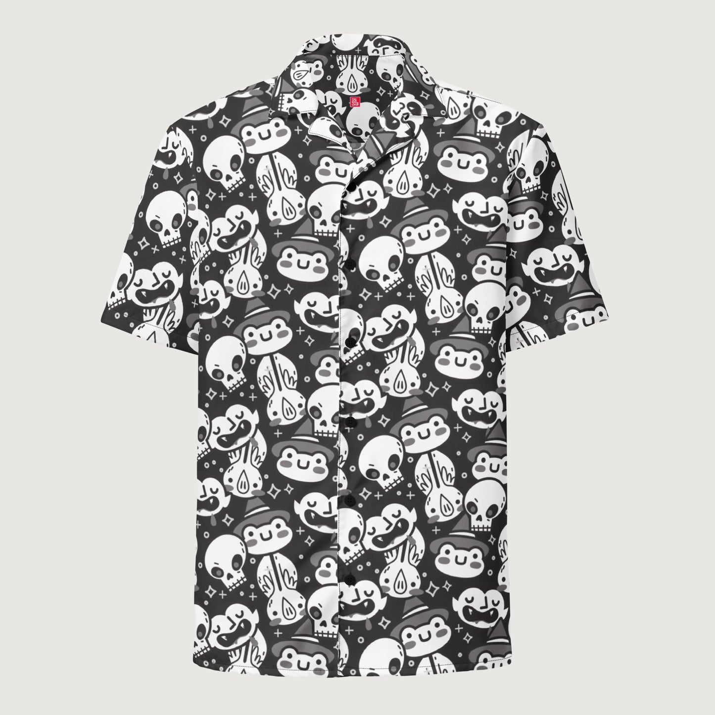 Midnight Halloween Friends (Black & White) Unisex Button Shirt