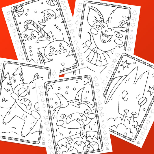 Holiday Fiends Printable Coloring Pages Digital Download