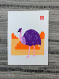 Original artwork of a large flightless bird called a Rhea.