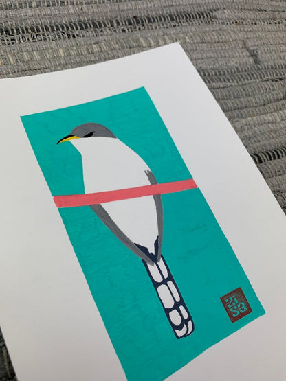 Original artwork inspired by a bird seen at the San Diego Zoo.