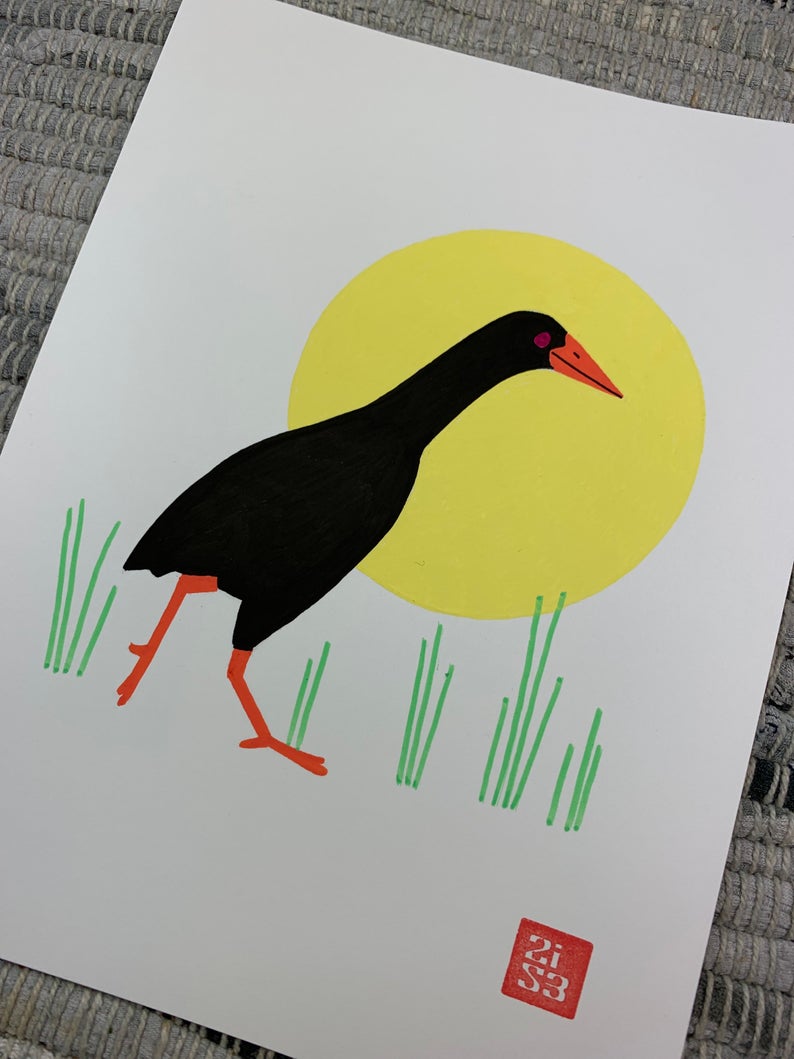 Original artwork of a bird with a funny name that has rarely been sighted in the wild.