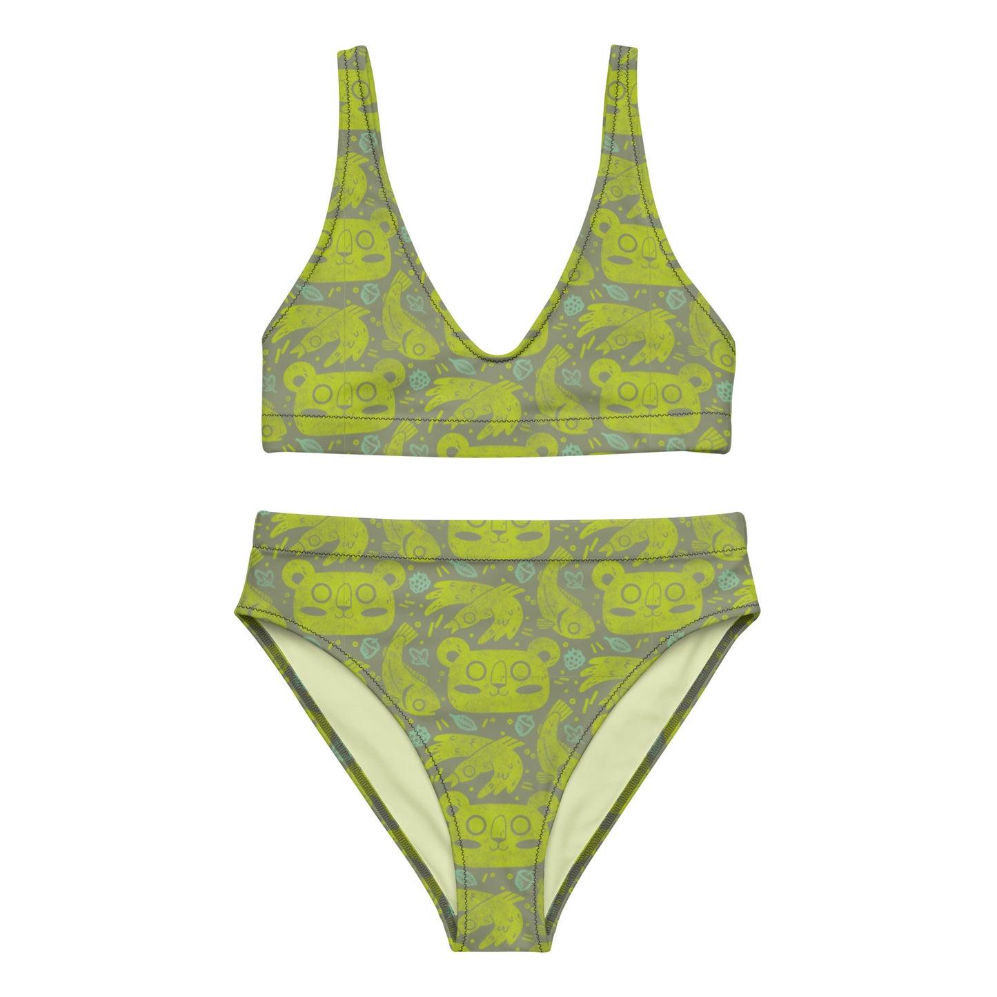 PNW Bear Pattern High-waisted Bikini