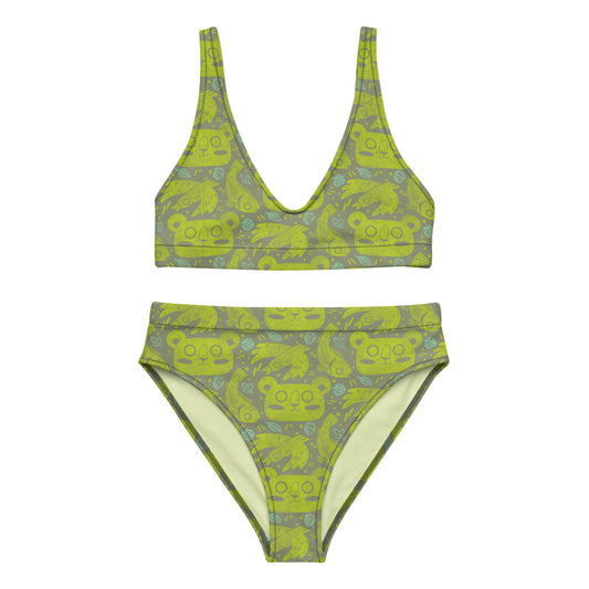 PNW Bear Pattern High-waisted Bikini
