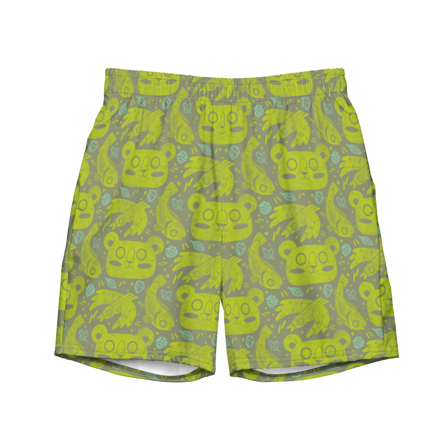 PNW Bear Pattern Swim Trunks