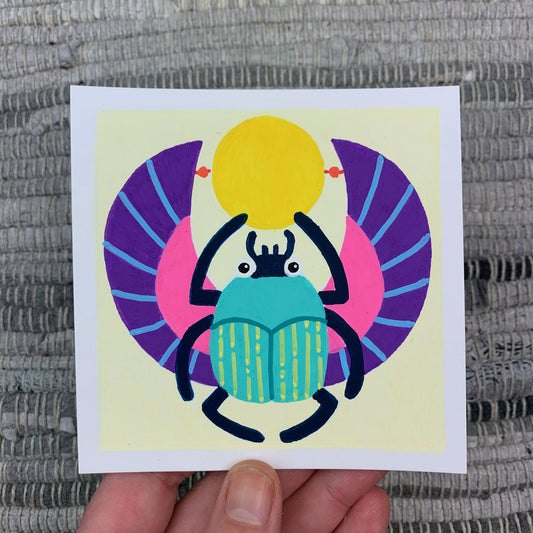 Original artwork of a cute Egyptian scarab beetle. Materials used: Uni-Posca paint markers.