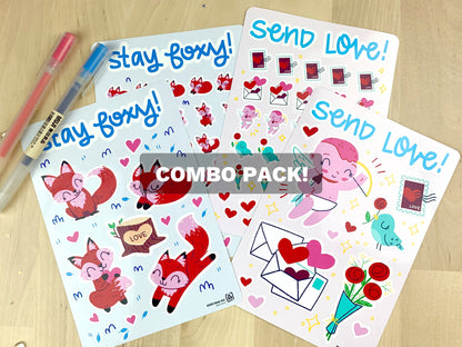 A combo pack of all four Valentine's stickers sheets syles.