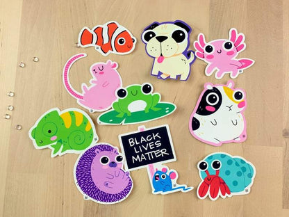 Pet Friends Waterproof Matte Stickers