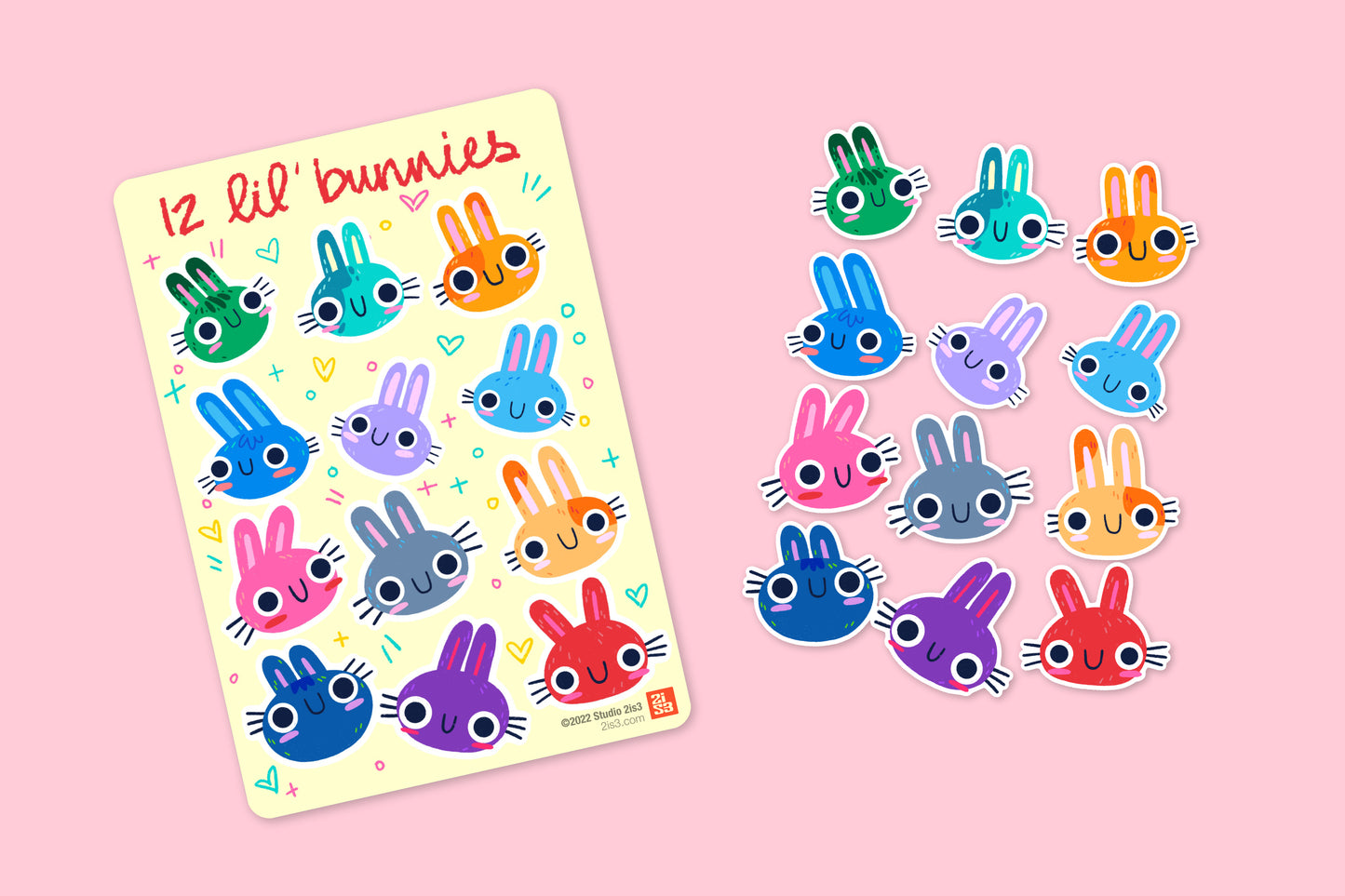 12 Lil' Puppies, Kitties, and Bunnies Stickers | Weatherproof Sticker Sheets