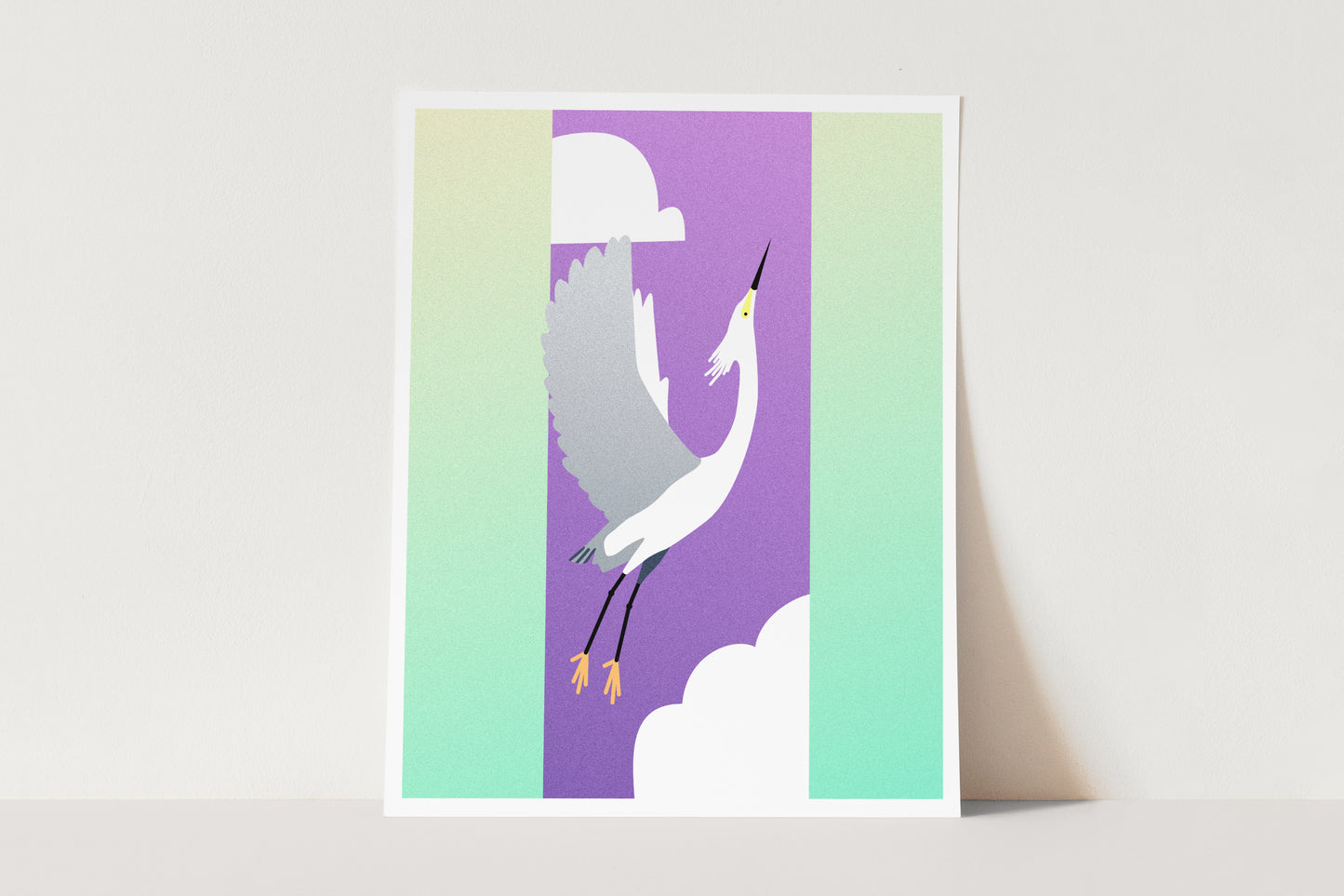 "Snowy Egret" Print | Digital Illustration