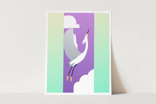 "Snowy Egret" Print | Digital Illustration