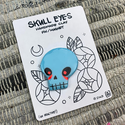 "Skull Eyes" Handmade Polymer Clay Pin/Magnet