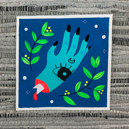 "Witch's Hand" Original Artwork | UV Reactive Gouache Painting